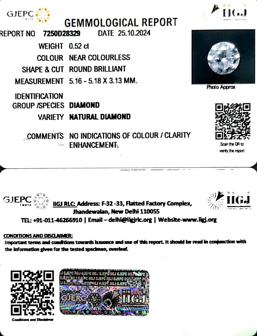 0.52/Cents Natural Diamond with Govt. Lab Certificate-160000