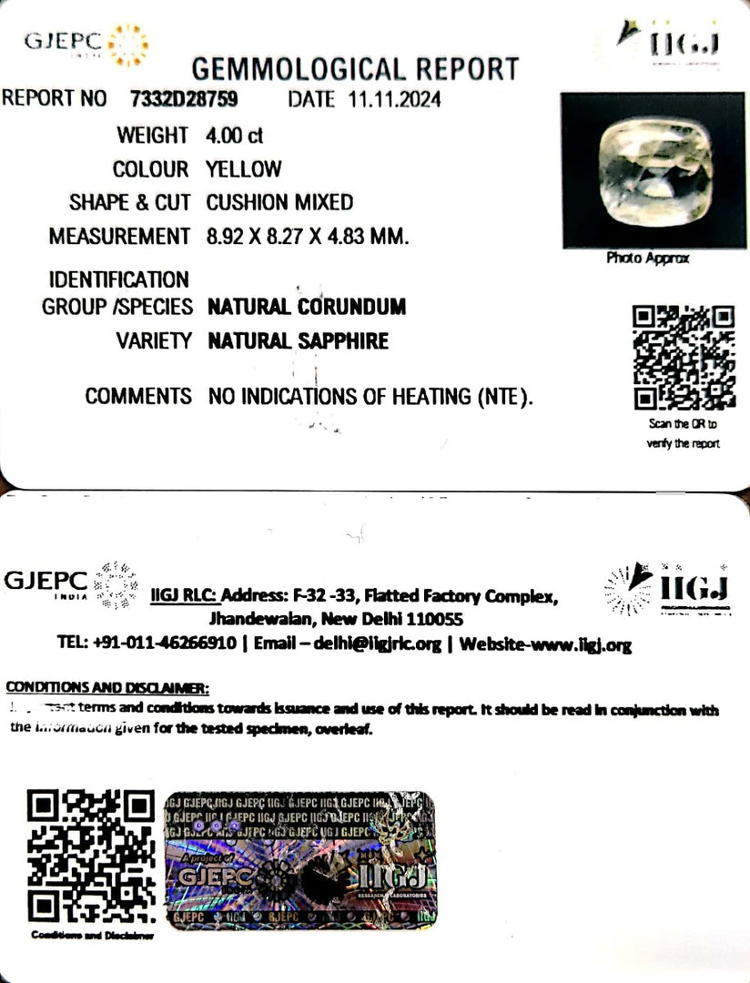 4.00/CT Natural Ceylonese Pukhraj with Govt Lab Certificate-34410