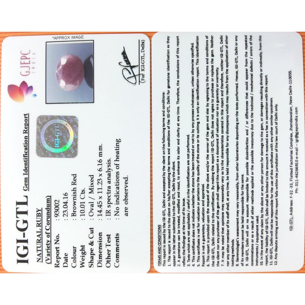 11.22 Ratti  Natural ruby with Govt. Lab Certificate-(1221)