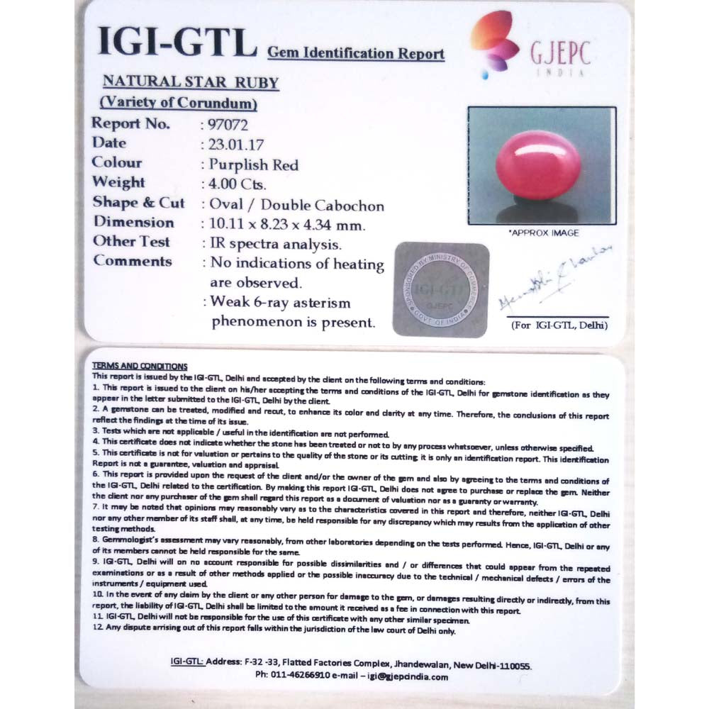 4.44 Ratti Ratti Natural Mozambique Ruby with Govt. Lab Certificate-(23310)