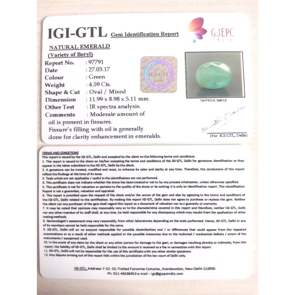 5.10 Ratti Natural Panna Stone with Govt. Lab Certificate (3100)