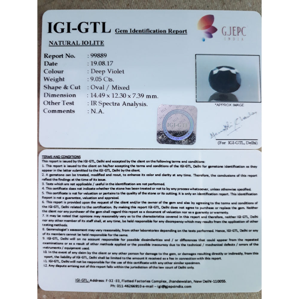 10.06 Ratti  Natural Iolite with Govt. Lab Certificate-(550)