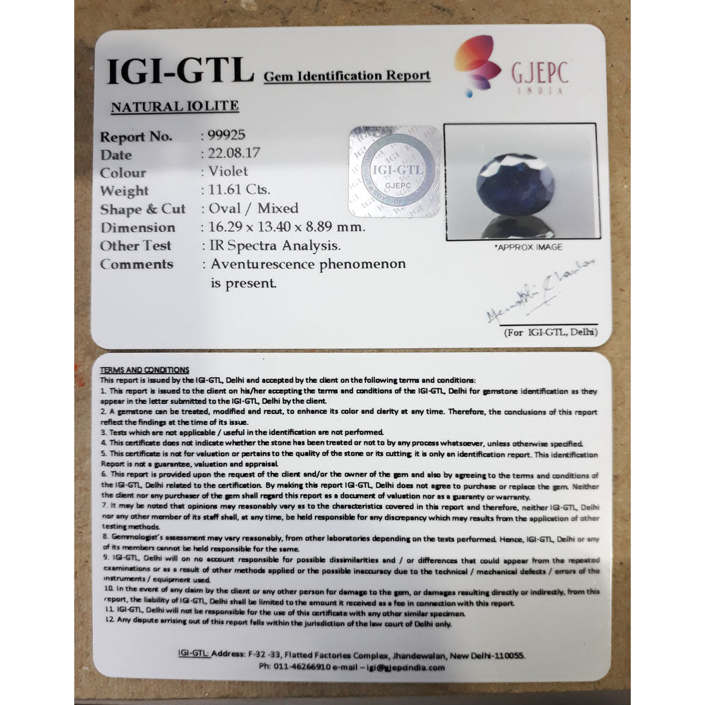 12.19 Ratti  Natural Iolite with Govt. Lab Certificate-(550)