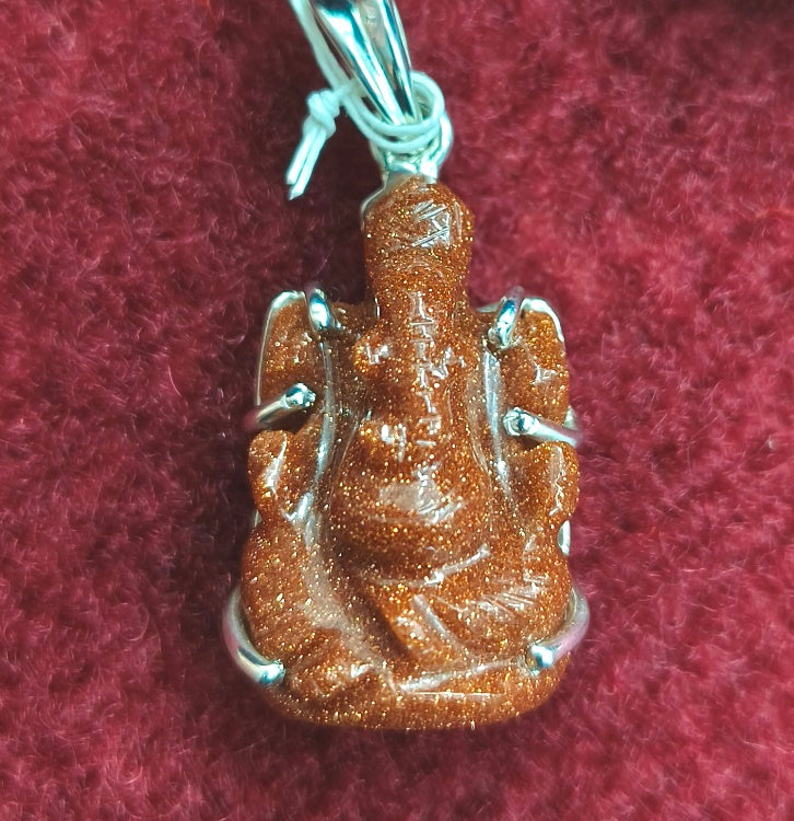 Silver Pendant of Natural Sun Sitara (Ganesha) Stone-1200