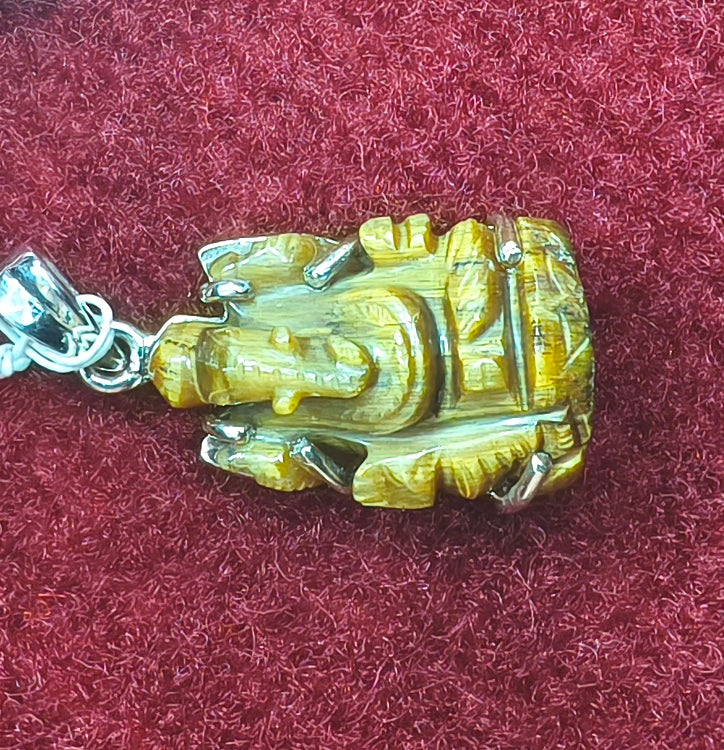 Silver Pendant of Natural Tiger (Ganesha) Stone-1200