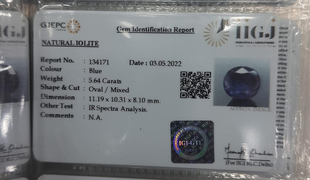 6.26 Ratti Natural Iolite with Govt Lab Certificate-(832)